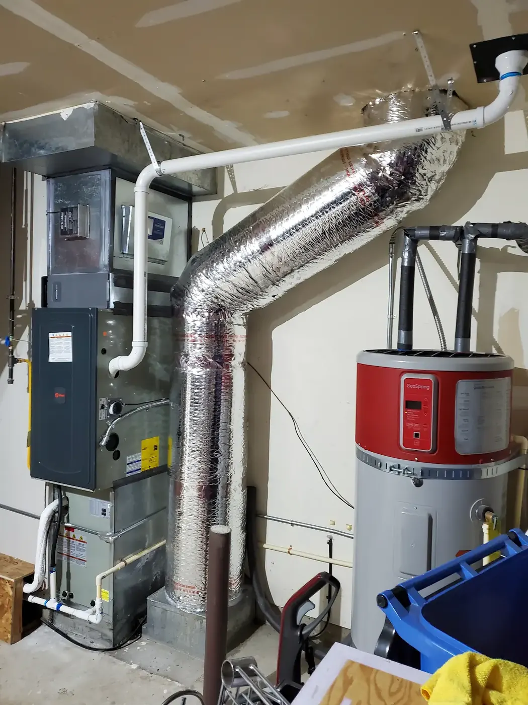 Trane high-efficiency furnace, air handler and heat pump water heater installation in Vancouver, Washington