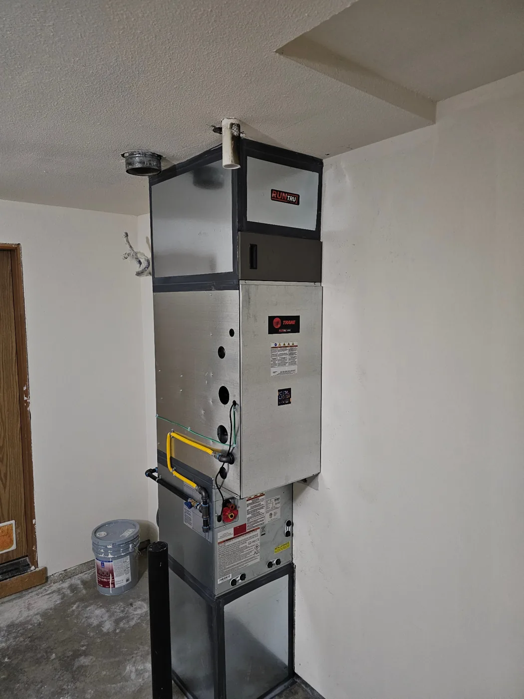 Trane RunTru air handler and gas furnace installation in a Vancouver, Washington utility room