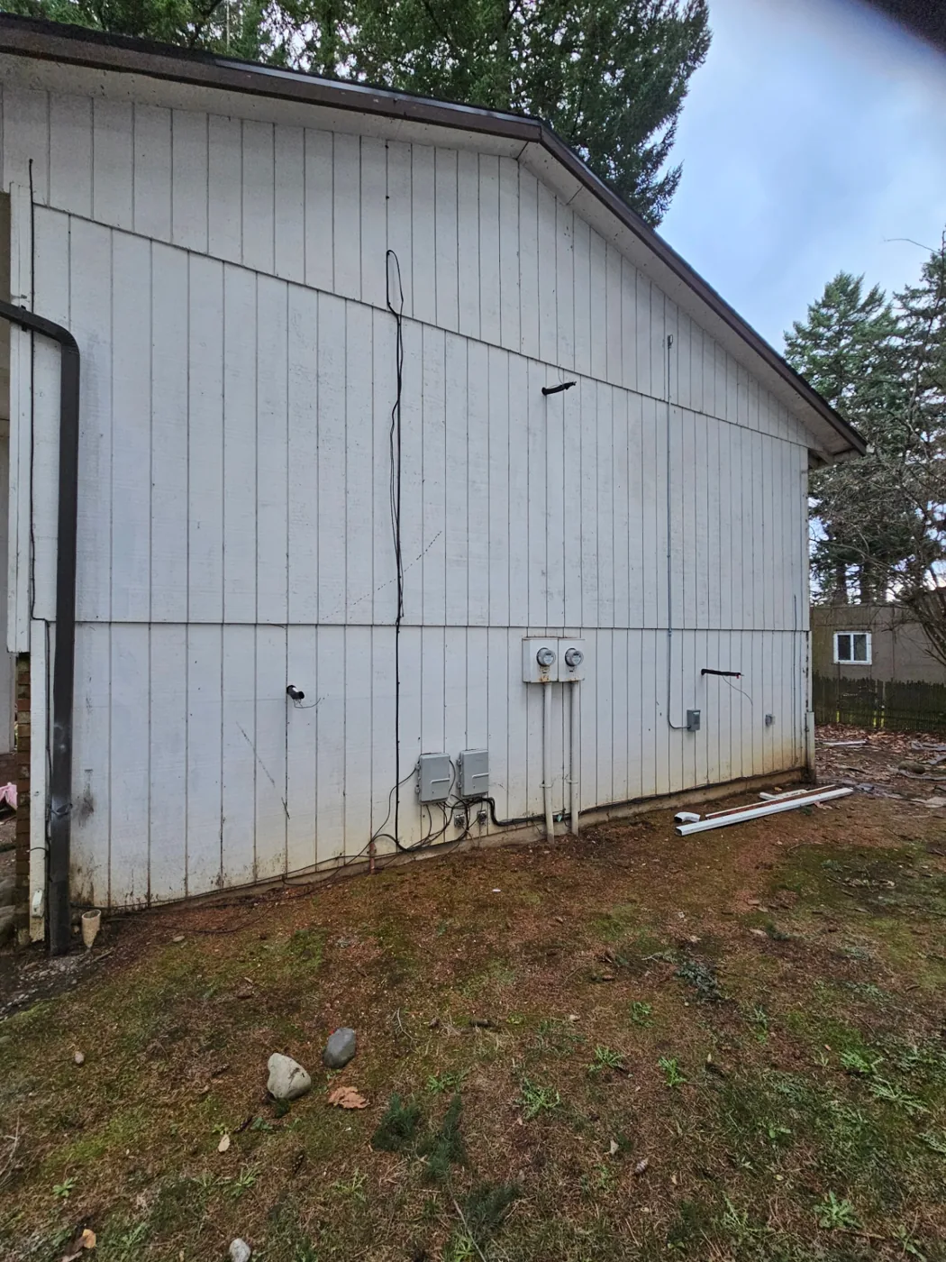 Exterior siding view prepared for HVAC electrical and line set routing in Vancouver, WA