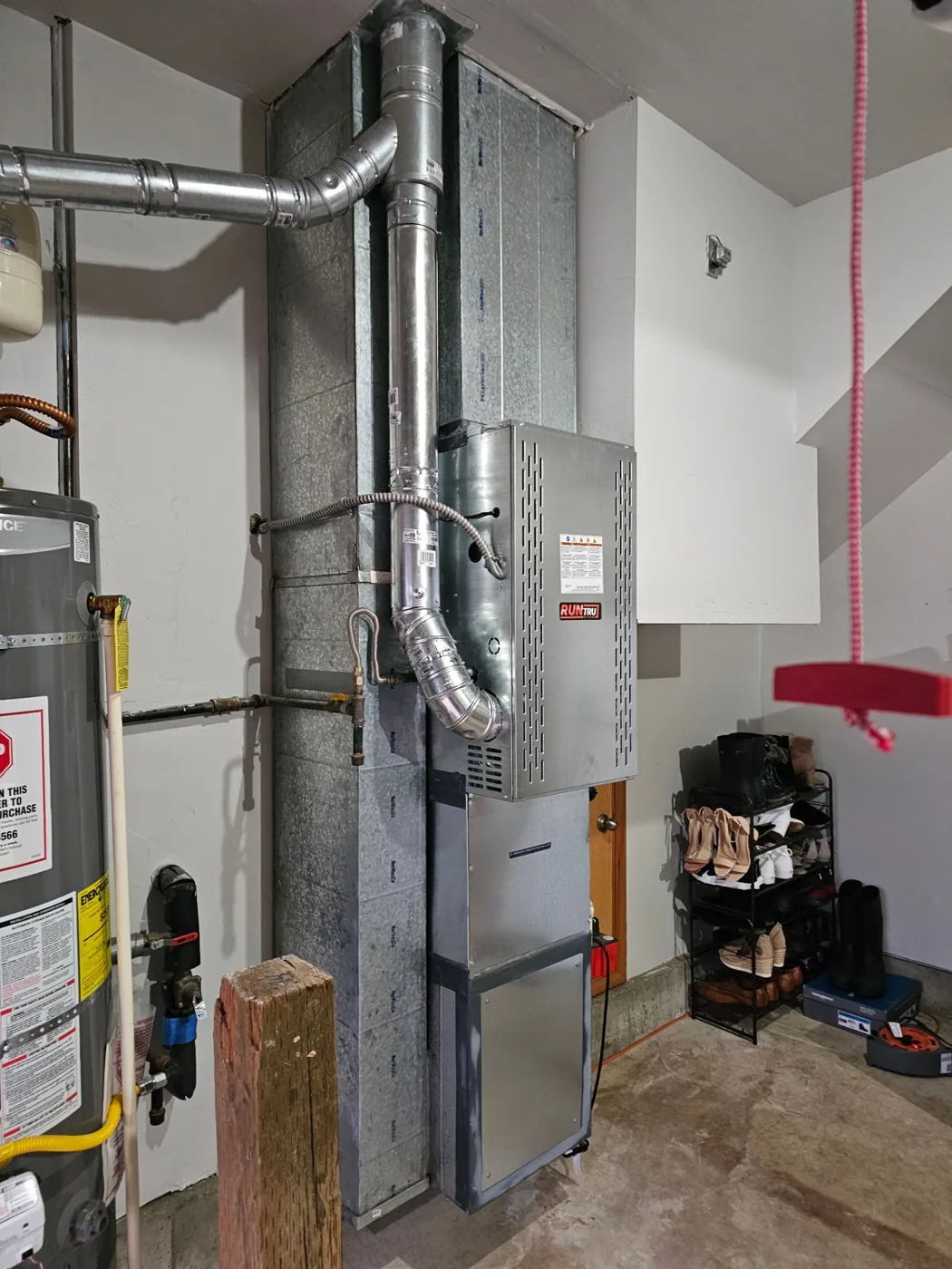 RunTru gas furnace installed with new duct transition and venting in Vancouver, Washington